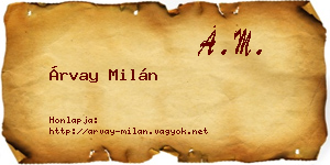 Árvay Milán névjegykártya
